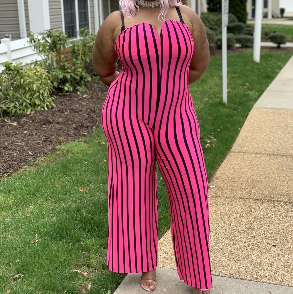 Pink Striped Jumpsuit